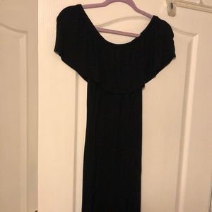 Black casual off shoulder maxi dress